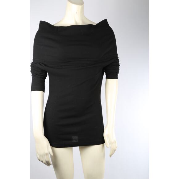 ROSETTA GETTY T-Shirt Black Cotton Off Shoulder Long Sleeve Stretch Size S - Picture 3 of 14